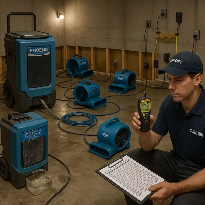 Structural Drying and Dehumidification process in Junction, TX